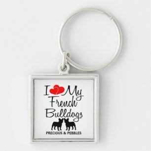 Ich Liebe meine zwei französischen Bulldogs Custom Schlüsselanhänger