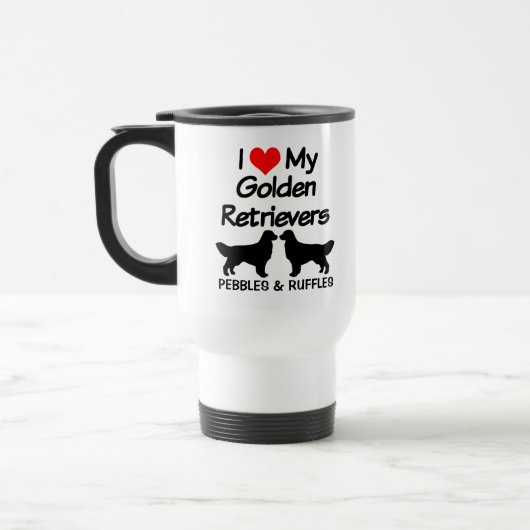 Ich Liebe meine zwei Golden Retriever Hunde Silhou Reisebecher (Links)