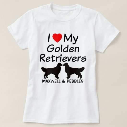 Ich Liebe meine zwei goldenen Retrievers T-Shirt (Design vorne)