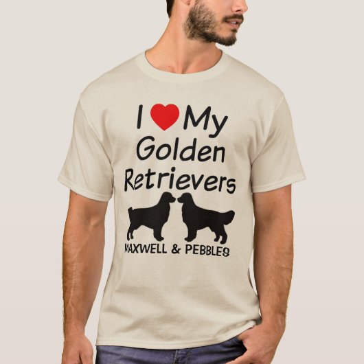 Ich Liebe meine zwei goldenen Retrievers T-Shirt (Vorderseite)
