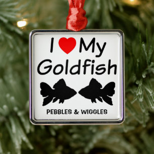 Ich Liebe meine zwei Goldfish-Silhouette Ornament Aus Metall