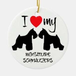 Ich Liebe meine zwei Miniaturschnauzer-Hunde Keramikornament