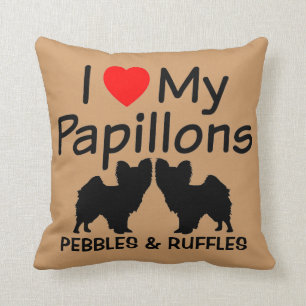 Ich Liebe meine zwei Papillon Hunde Kissen