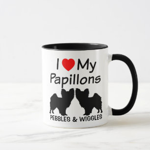 Ich Liebe meine zwei Papillon-Hunde-Tasse Tasse