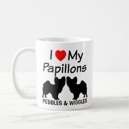Ich Liebe meine zwei Papillon-Hunde-Tasse Tasse