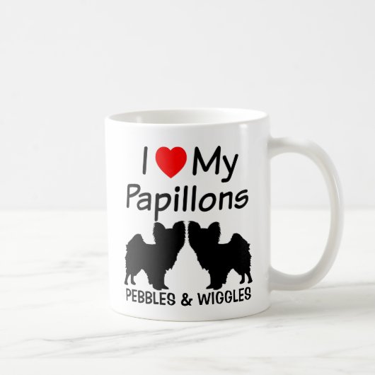 Ich Liebe meine zwei Papillon-Hunde-Tasse Tasse (Rechts)