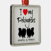 Ich Liebe meine zwei Pekinger Hunde Ornament Aus Metall (Rechts)