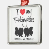 Ich Liebe meine zwei Pekinger Hunde Ornament Aus Metall (Links)