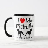 Ich Liebe meine ZWEI Pitbull Hunde Tasse (Links)