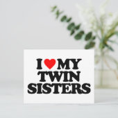 ICH LIEBE MEINE ZWEI SCHWESTER POSTKARTE (Stehend Vorderseite)