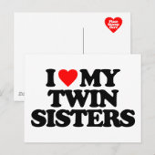 ICH LIEBE MEINE ZWEI SCHWESTER POSTKARTE (Vorne/Hinten)