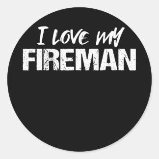 Ich Liebe meinem Feuerwehrmann Thin Red Line Runder Aufkleber