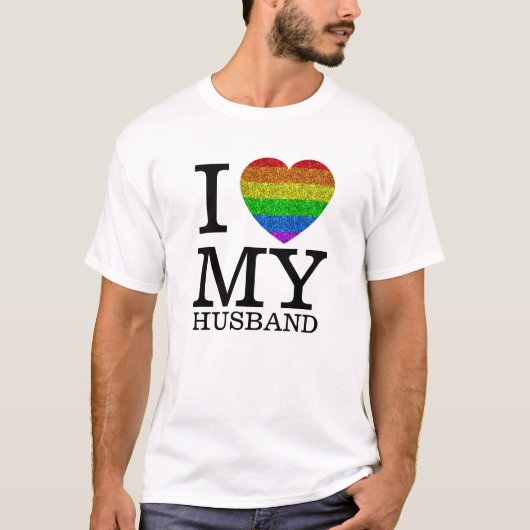 Ich Liebe meinem Mann LGBT Herz funkeln Valentinst T-Shirt (Vorderseite)