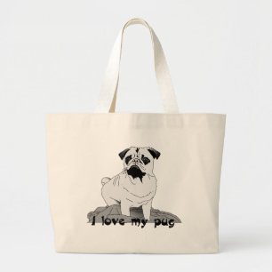 Ich Liebe meinem Mops große Totentasche Jumbo Stoffbeutel