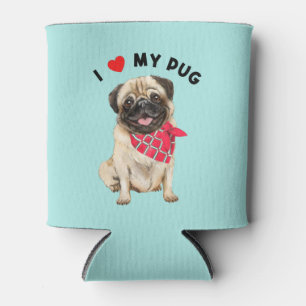 Ich Liebe meinem Mops Niedlicher Mops Welpen Hund Dosenkühler
