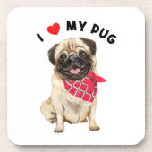 Ich Liebe meinem Mops Niedlicher Mops Welpen Hund Getränkeuntersetzer (Vorderseite)