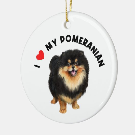 Ich Liebe meinem Spitz Niedlich Spitz Welpen Hund Keramik Ornament (Links)