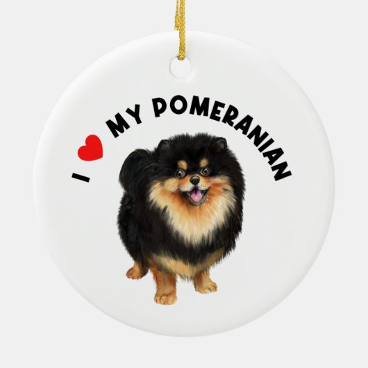 Ich Liebe meinem Spitz Niedlich Spitz Welpen Hund Keramik Ornament (Hinten)