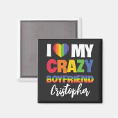 Ich Liebe meinem verrückten Freund Regenbogen Stol Magnet (Vorderseite/Rückseite)