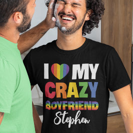 Ich Liebe meinem verrückten Freund Regenbogen Stol T-Shirt
