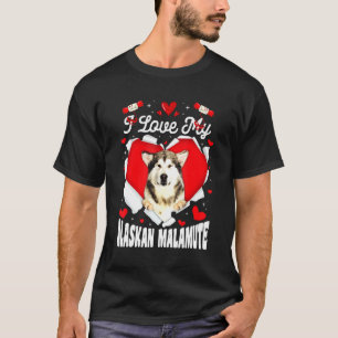 Ich liebe meinen Alaskan Malamute Valentine Hund T-Shirt