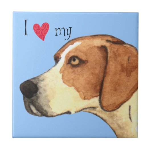 Ich Liebe meinen American Foxhound Fliese (Vorderseite)