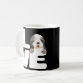 Ich Liebe meinen bärtigen Collie Hund Kaffeetasse (Vorderseite Links)