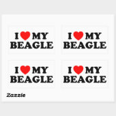 Ich Liebe meinen Beagle-Aufkleber Rechteckiger Aufkleber (Blatt)