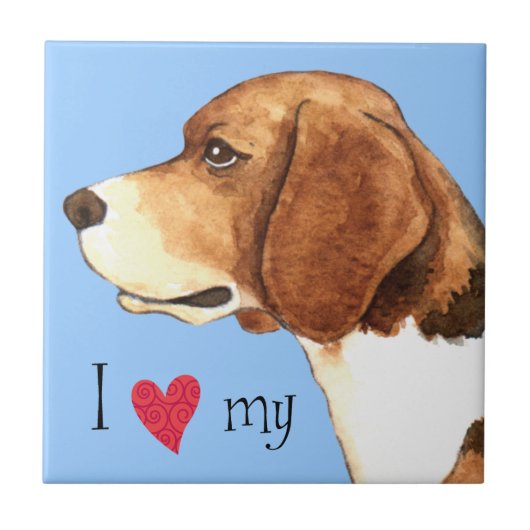 Ich Liebe meinen Beagle Fliese (Vorderseite)