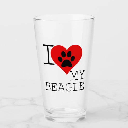 Ich liebe meinen Beagle Glas (Vorderseite)