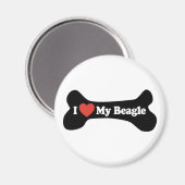 Ich Liebe meinen Beagle - Hundebone Magnet (Vorderseite/Rückseite)