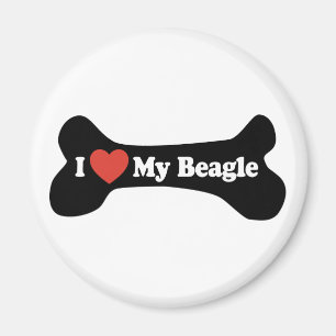 Ich Liebe meinen Beagle - Hundebone Magnet