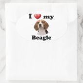 Ich Liebe meinen Beagle Ovaler Aufkleber (Tasche)