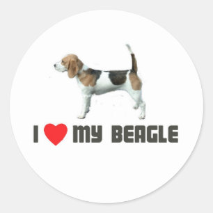 Ich Liebe meinen Beagle Runder Aufkleber