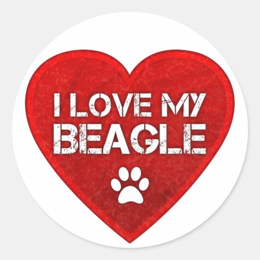 Ich Liebe meinen Beagle Runder Aufkleber (Vorderseite)