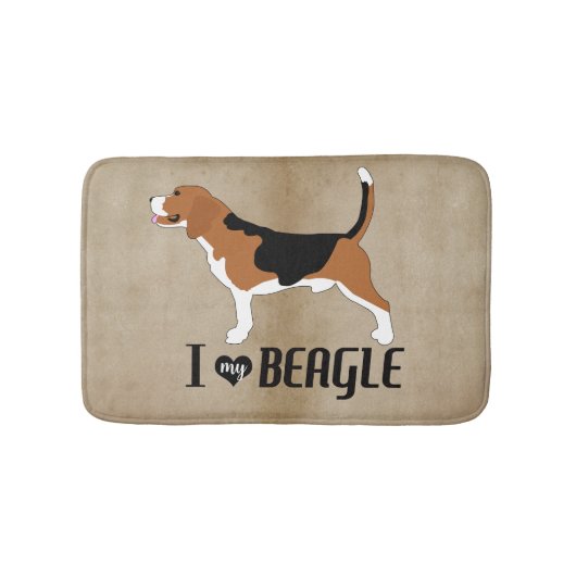 Ich Liebe meinen Beagle rustikal Badematte (Vorderseite)