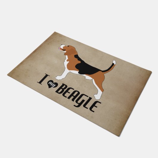 Ich Liebe meinen Beagle rustikal Fußmatte (Schrägansicht)