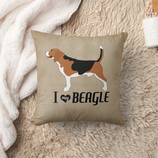 Ich Liebe meinen Beagle rustikal Kissen (Decke)
