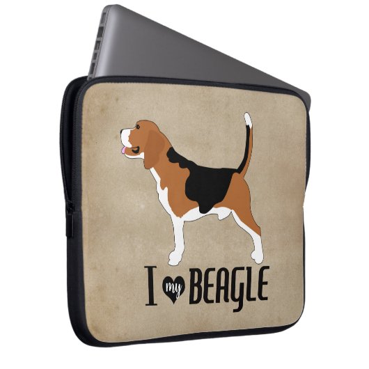 Ich Liebe meinen Beagle rustikal Laptopschutzhülle (Vorne Rechts)