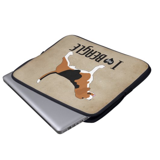 Ich Liebe meinen Beagle rustikal Laptopschutzhülle (Vorne Knopf)