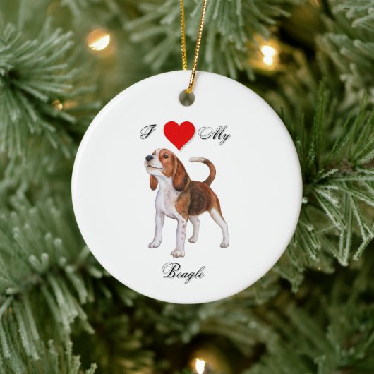 Ich Liebe meinen Beagle-Standard Keramik Ornament (Baum)