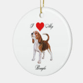 Ich Liebe meinen Beagle-Standard Keramik Ornament (Links)
