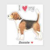 Ich Liebe meinen Beagle Vinyl Sticker (Blatt)
