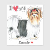 Ich Liebe meinen Biewer Terrier Vinyl Sticker (Blatt)