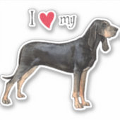 Ich Liebe meinen Black and Tan Coonhound Vinyl Sti Aufkleber (Vorderseite)