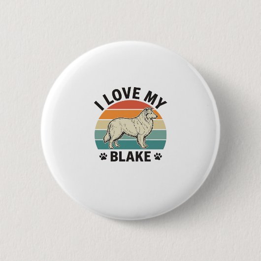 Ich liebe meinen Blake-Hund Retro-Gravurdesign_1 Button (Vorderseite)