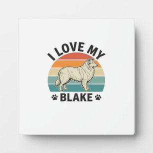 Ich liebe meinen Blake-Hund Retro-Gravurdesign_1 Fotoplatte