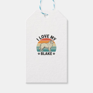 Ich liebe meinen Blake-Hund Retro-Gravurdesign_1 Geschenkanhänger