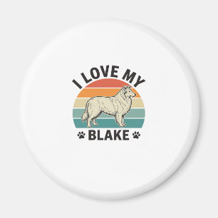 Ich liebe meinen Blake-Hund Retro-Gravurdesign_1 Magnet