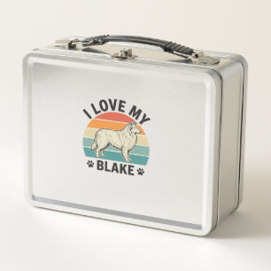 Ich liebe meinen Blake-Hund Retro-Gravurdesign_1 Metall Brotdose